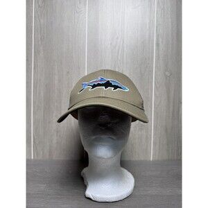 Patagonia Trout Fish Logo Trucker Hat Cap Khaki Tan Mesh Adjustable Men's One